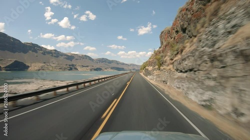 Driving Scenic Highway 17 in Washington State Summer Season photo