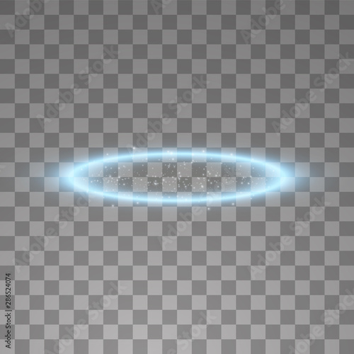 Blue halo angel ring. Isolated on black transparent background, vector illustration