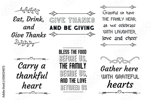 Calligraphy sayings for print. Vector Quotes about happy thanksgiving day.