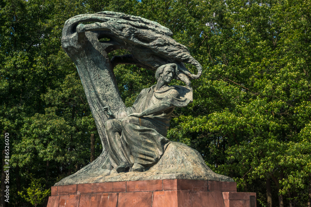 Frederic Chopin monument in Lazienki Park in Warsaw, Poland