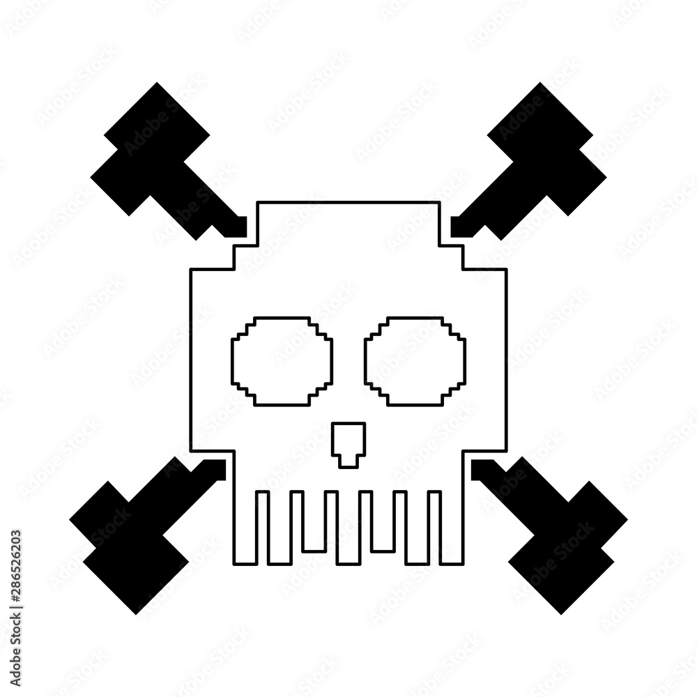 videogame pixelated retro art cartoon in black and white