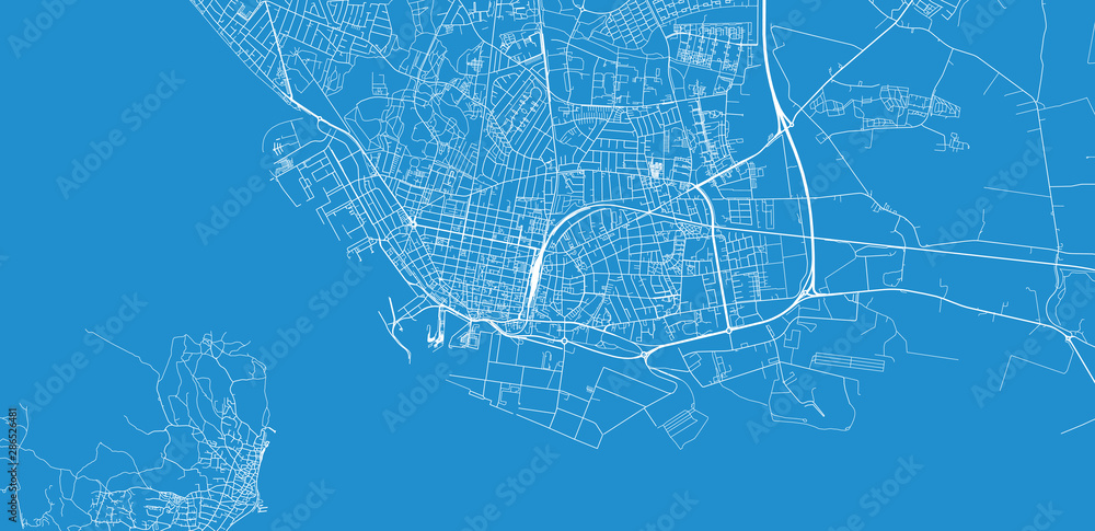 Urban vector city map of Esbjerg, Denmark