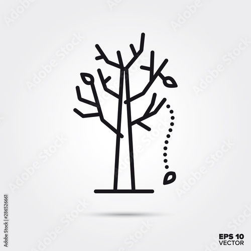 Leaves falling from tree line icon vector illustration