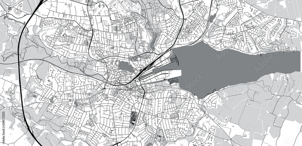 Naklejka premium Urban vector city map of Kolding, Denmark