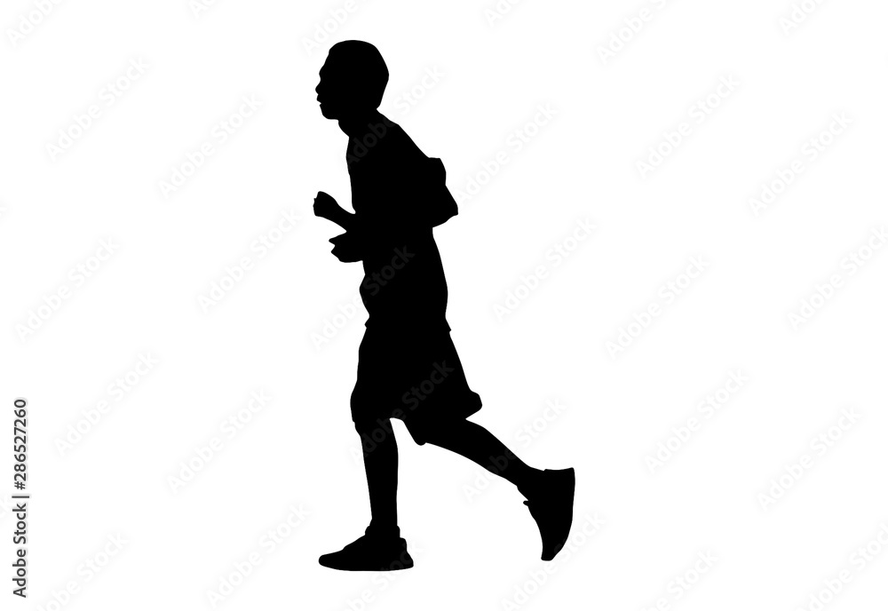 Silhouette running.This is men run exercise for Health At area Stadium Outdoors on white background with clipping path. Silhouette running.This is men run exercise for Health At area Stadium Outdoors on white background with clipping path.