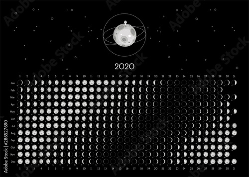 Moon Calendar 2020 Northern Hemisphere black