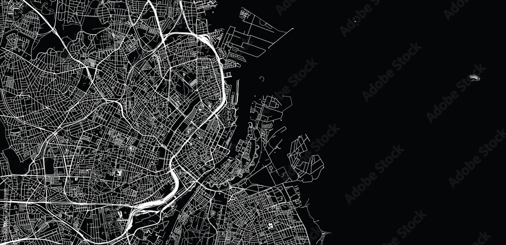 Fototapeta Miejski wektor mapa miasta Kopenhaga, Dania