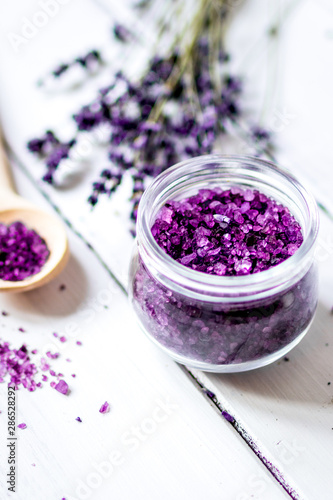 manufacture of homemade cosmetics with lavander close up