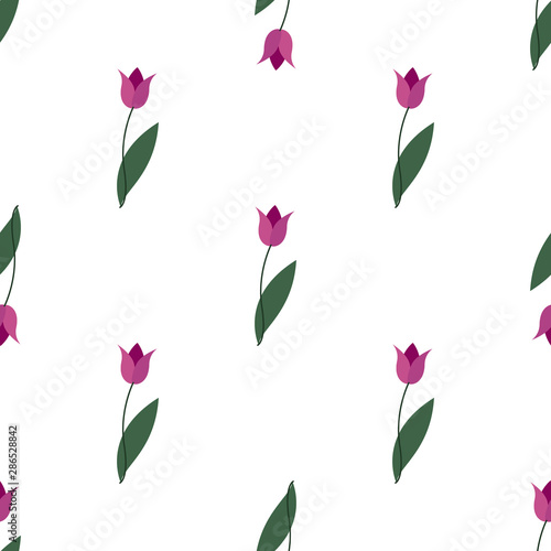 Tulips seamless pattern. Vector simple background. Modern flower design for fabric  wrapping paper  background