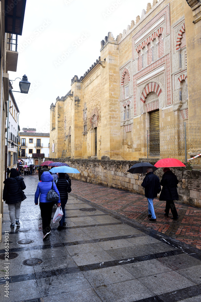 the rain that surprises the tourists in the mosque of Cordoba, Andasia, Spain