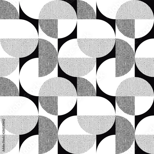Black-white geometric textured seamless pattern