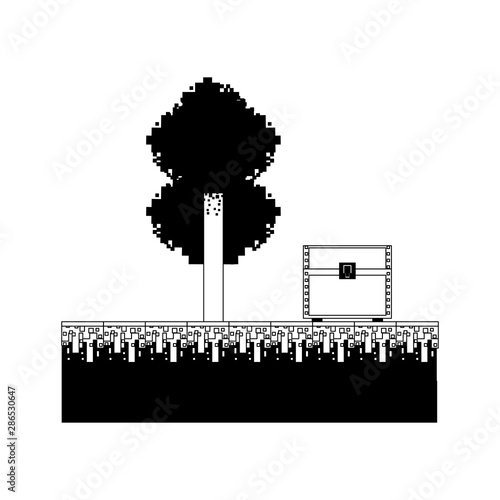 videogame pixelated retro art cartoon in black and white