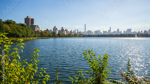 The great artificial lake in the middle of Central Park, a former reservoir