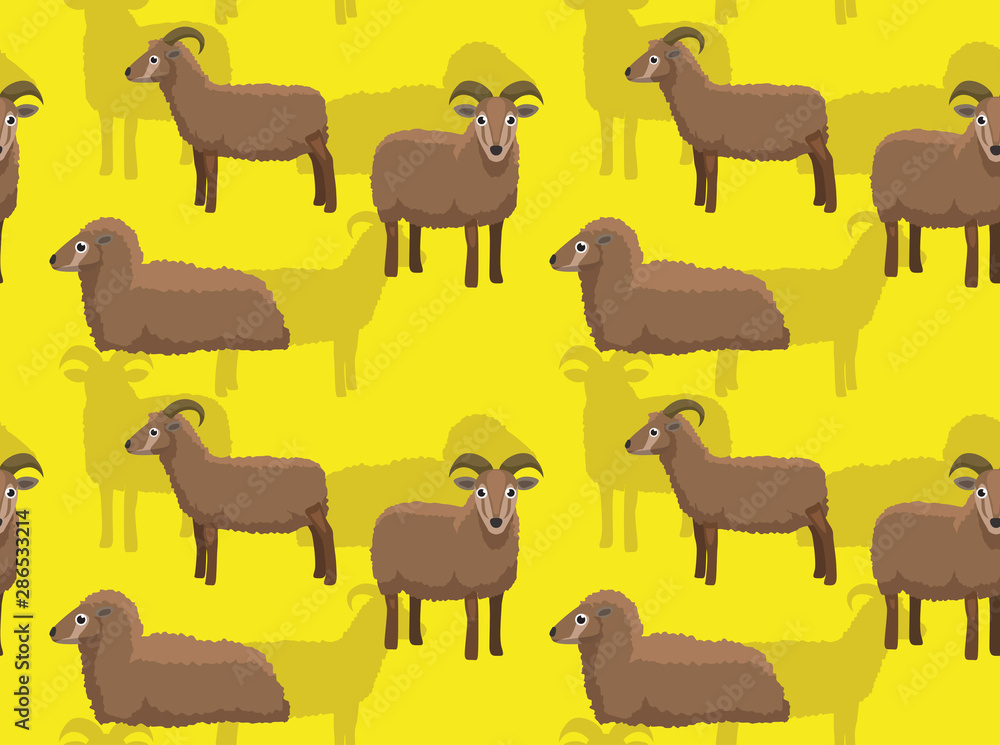 Sheep Castlemilk Moorit Cartoon Background Seamless Wallpaper