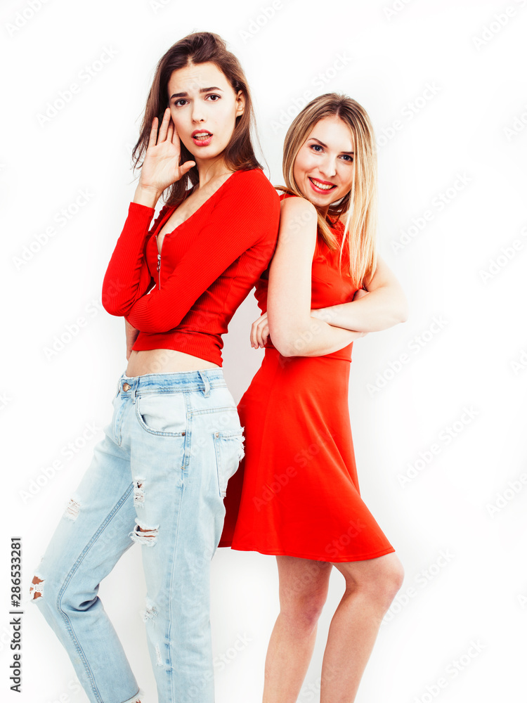 best friends teenage girls together having fun, posing emotional on white background, besties happy smiling, lifestyle people concept best friends teenage girls together having fun, posing emotional on white background, besties happy smiling, lifestyle people concept