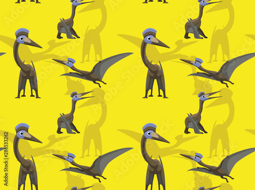 Dinosaur Quetzalcoatlus Cartoon Background Seamless Wallpaper