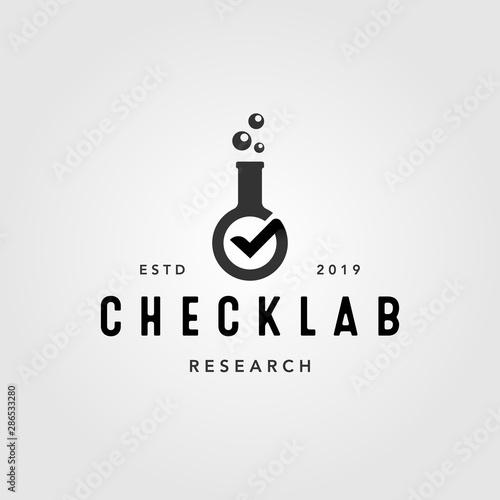 check laboratory verified vintage logo vector icon illustration