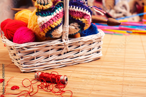 knitting stuff for nandmade creative work, lifestyle background photo