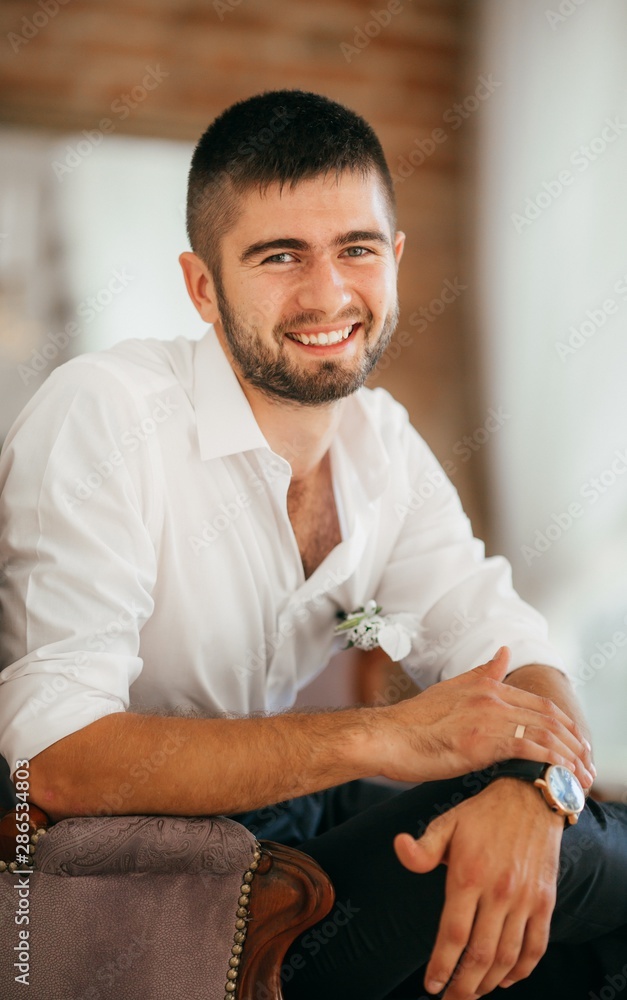 Groom on their wedding day