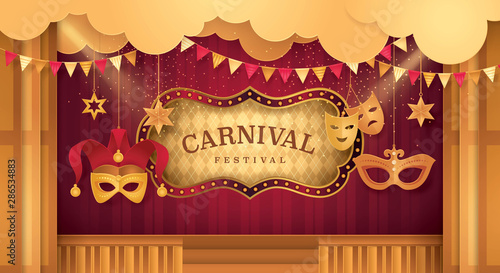 Premium Curtains stage with Circus Frame Bordor, Day Scene Carnival festival