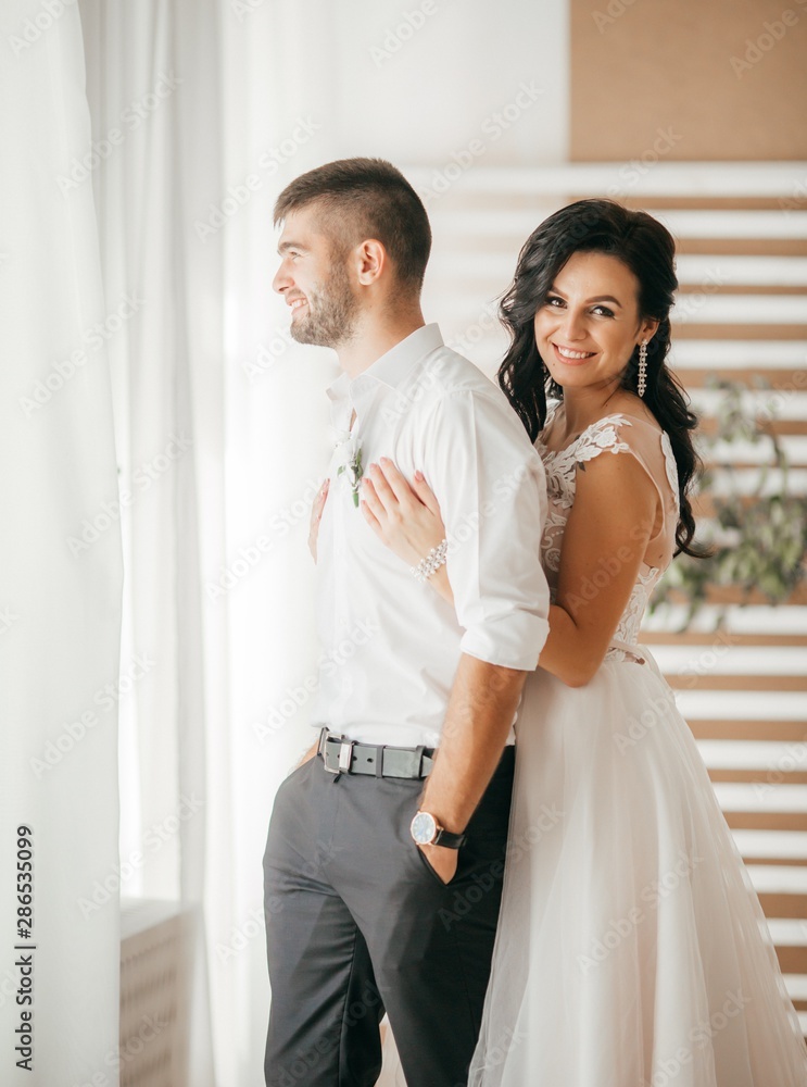 Happy bride and groom on their wedding Happy bride and groom on their wedding