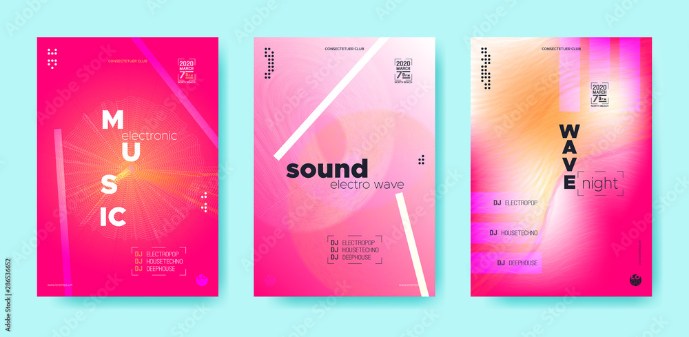 Dj Flyer. Wave Lines. Trendy Music Abstract. 