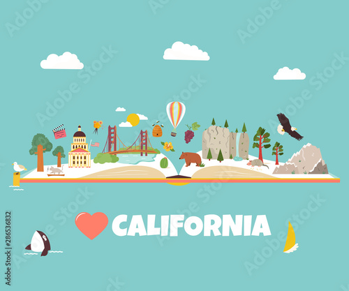 California vector concept for banners, tour guides
