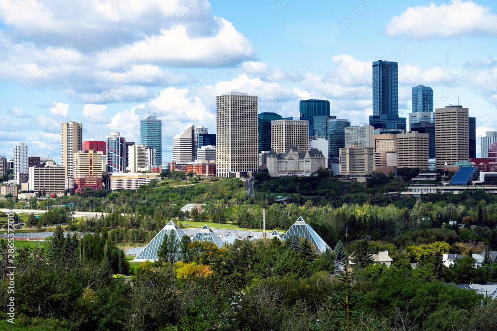 Stunning view of downtown core Edmonton, Alberta, Canada. Taken on sunny summer day. Stunning view of downtown core Edmonton, Alberta, Canada. Taken on sunny summer day.
