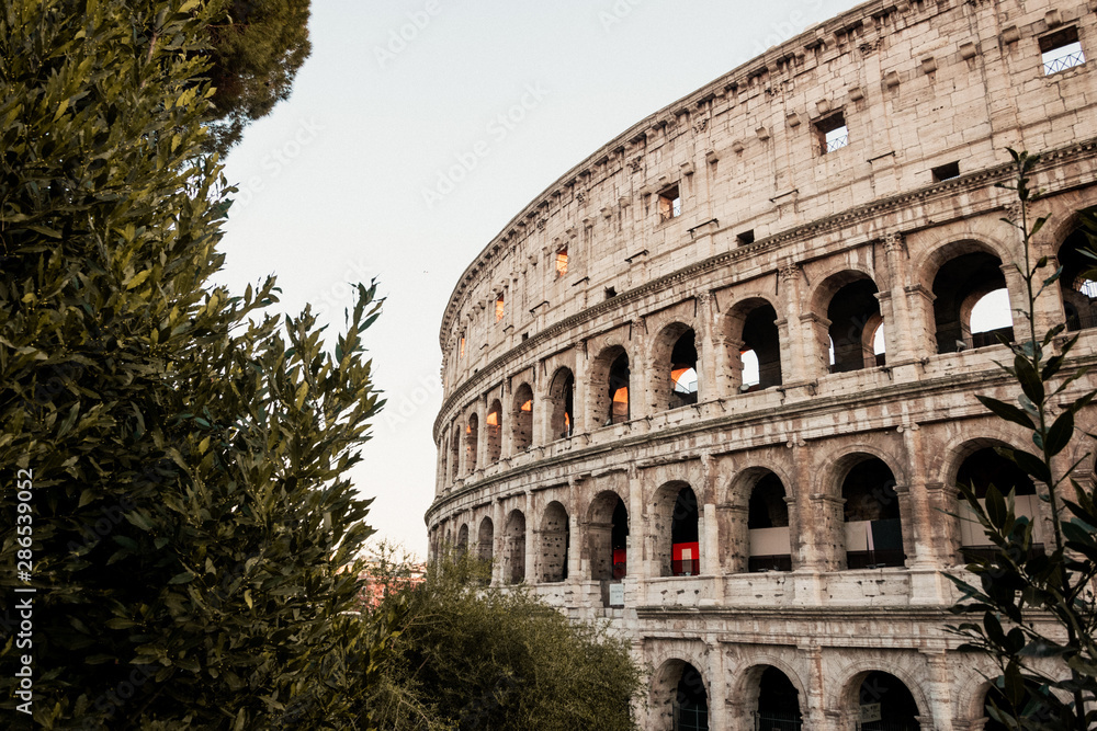 The Coloseum in Rome with beautiful dusk colours