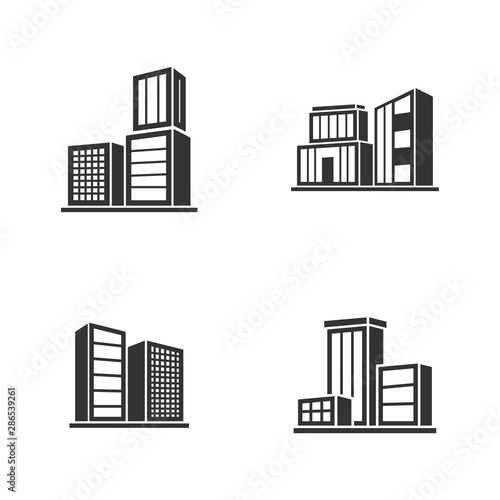 Set Of Modern City Logo Design Template. Skyline Design Vector Illustration