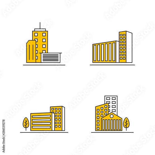Set Of Modern City Logo Design Template. Skyline Design Vector Illustration