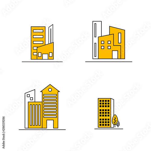 Set Of Modern City Logo Design Template. Skyline Design Vector Illustration