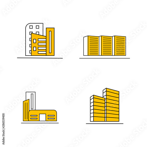 Set Of Modern City Logo Design Template. Skyline Design Vector Illustration