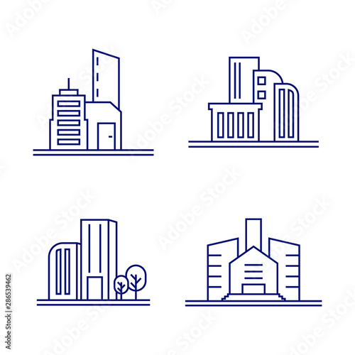 Set Of Modern City Logo Design Template. Skyline Design Vector Illustration