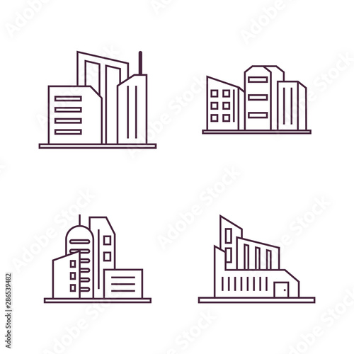 Set Of Modern City Logo Design Template. Skyline Design Vector Illustration
