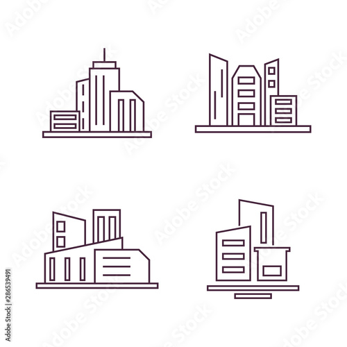 Set Of Modern City Logo Design Template. Skyline Design Vector Illustration