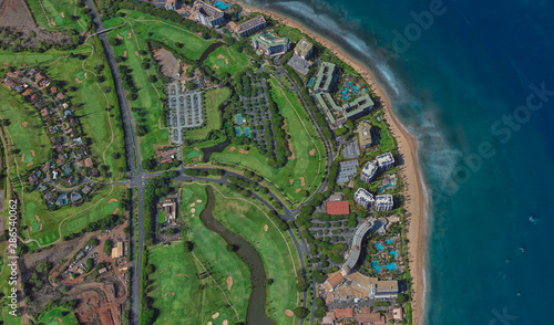 coast of Lahaina Hawaii USA  bird s eye view in 3D