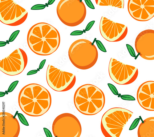 Orange fruit background seamless vector pattern. Texture for wallpapers, pattern fills, web page background 