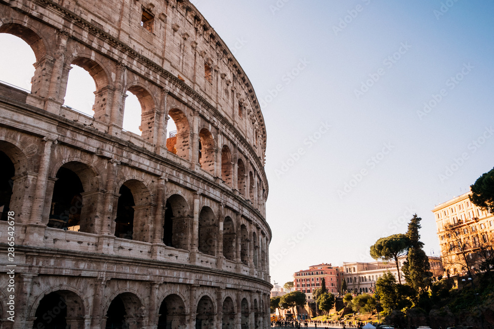 Rome Coloseum with beautiful colourful sunset