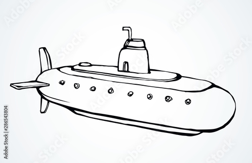 Large modern submarine. Vector drawing