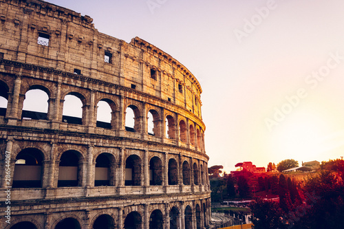 Rome Coloseum with beautiful colourful sunset