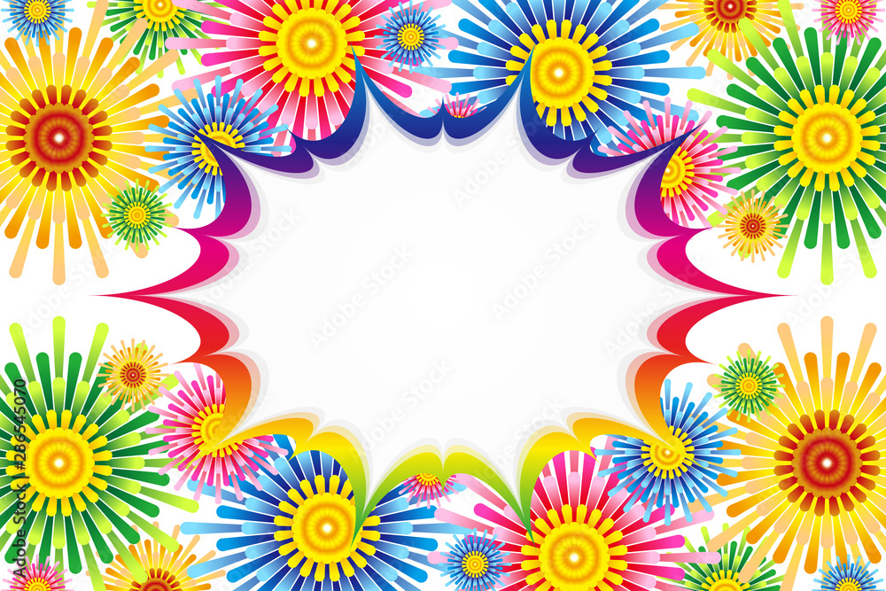 Background Wallpaper Vector Illustration Design Clip Art Free Size Concentration Line Comic Speed Line Speech Bubble Balloon Cloud Line ベクターカラーイラスト背景 花模様 スピーチバブル 台詞吹き出し 無料素材 ハッピーパーティー 花火 Stock Vector