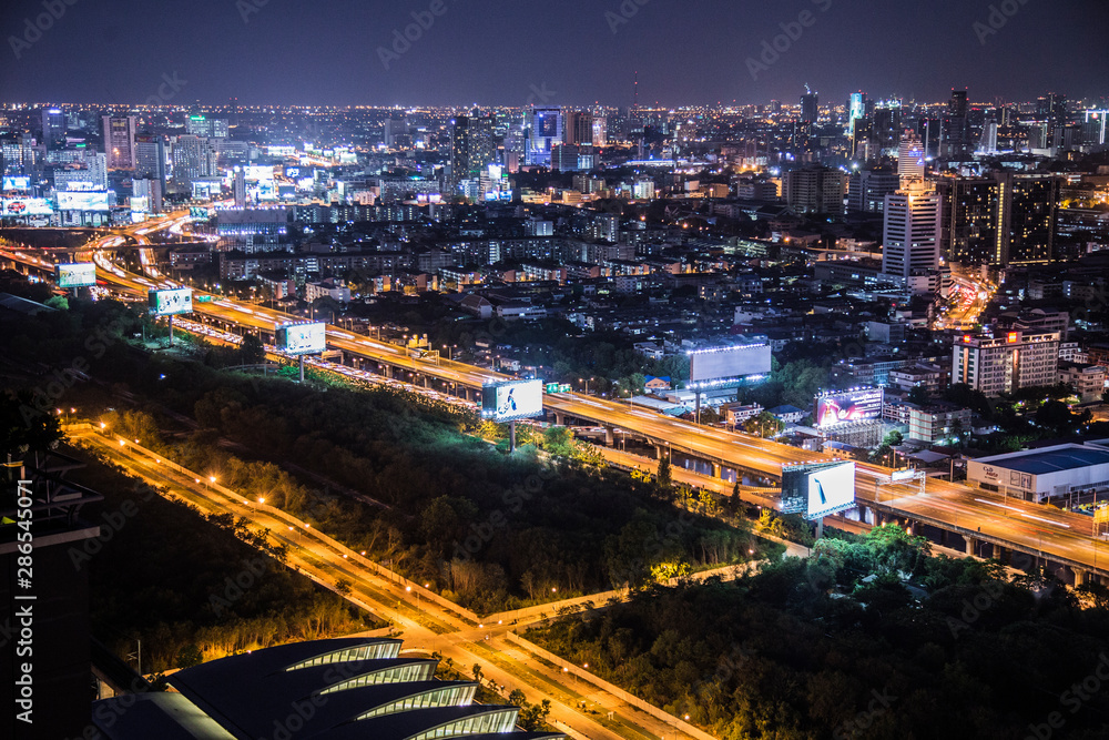 Bangkok street views by night in Thailand