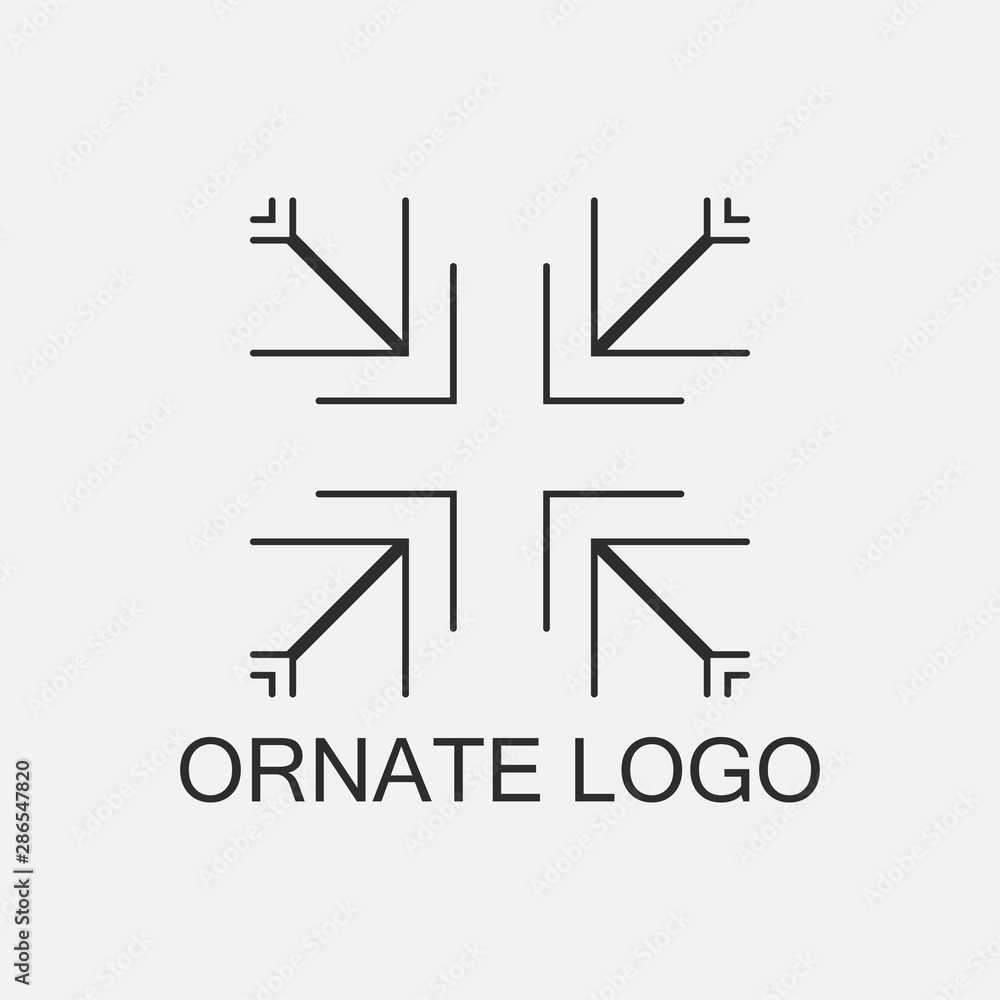 Obraz premium Luxury antique art deco monochrome hipster minimal geometric vintage linear vector logo template