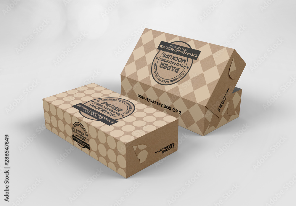 2 Pastry Box Mockups Stock Template Adobe Stock