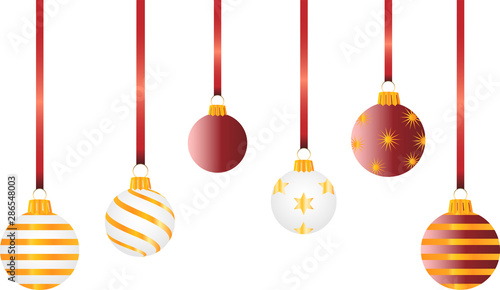 Boules de Noël suspendue à un ruban