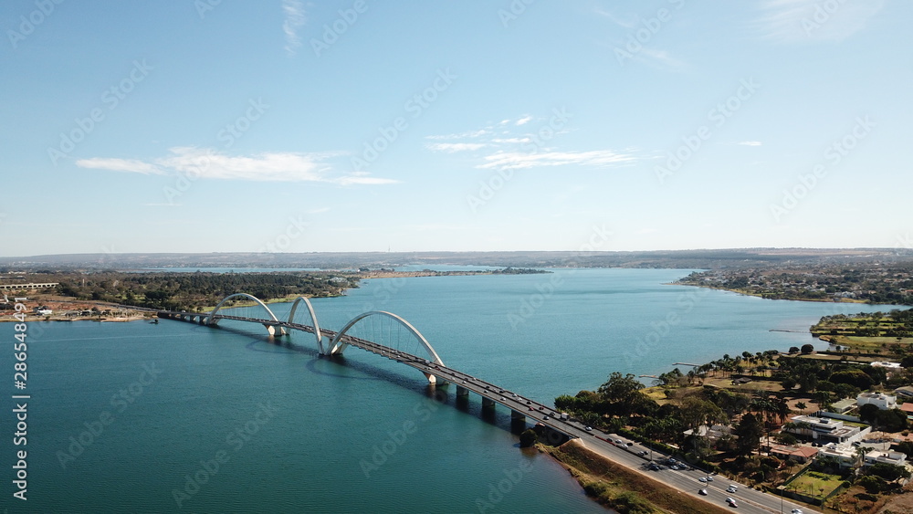A beautiful aerial view of jk bridge in Brasilia, Brazil