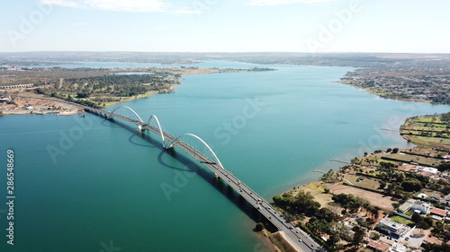 A beautiful aerial view of jk bridge in Brasilia, Brazil photo