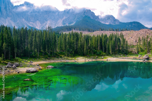Fototapeta Naklejka Na Ścianę i Meble -  Karersee - Lago di Carezza, landscape. Dolomites, Italy
