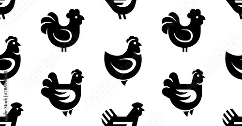 Seamless pattern with Hen, chicken logo. isolated on white background